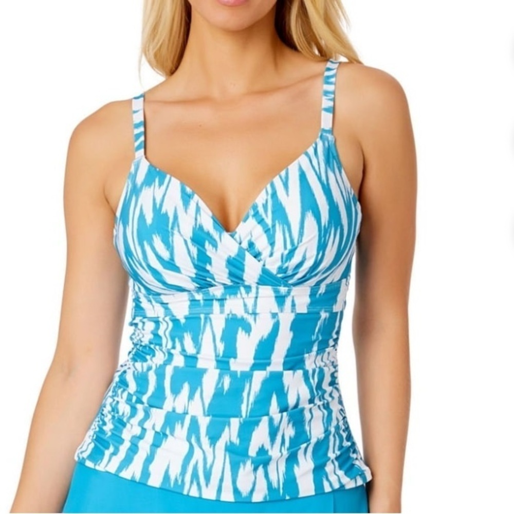 NWT Anne Cole Tankini Top Turquoise UPF 50 Limited Edition  size Large